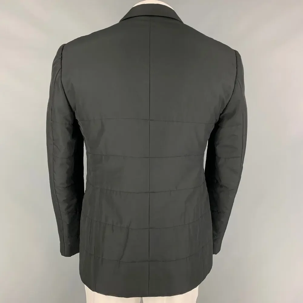 CALVIN KLEIN COLLECTION Size 44 Black Quilted Polyester Sport Coat